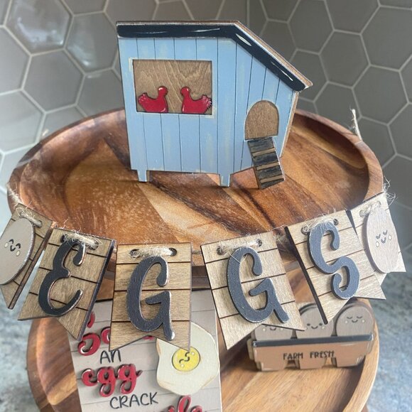 Handmade Save An Egg Tiered Tray Set (Tray Not Included) - Picture 2 of 10